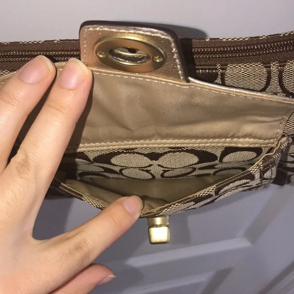 Coach Brown / Tan Signature Crossbody Bag - Picture 11 of 13